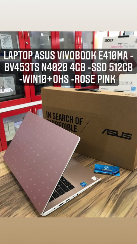 [PPN] Laptop Asus VIVOBOOK E410MA - BV453TS N4020 4GB -SSD 512GB -WIN10+OHS -ROSE PINK