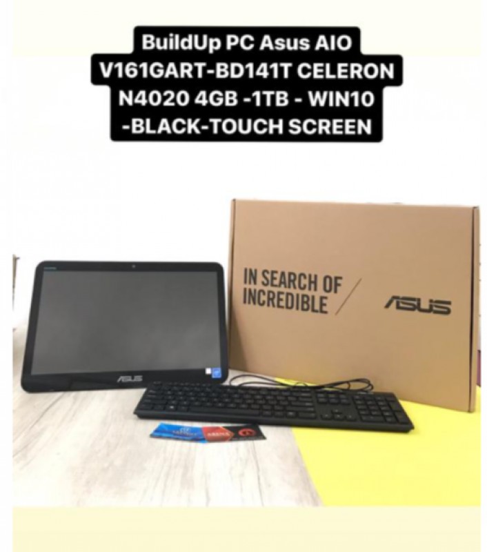 [PPN] BuildUp PC Asus AIO V161GART-BD141T CELERON N4020 4GB -1TB - WIN10 -BLACK-TOUCH SCREEN