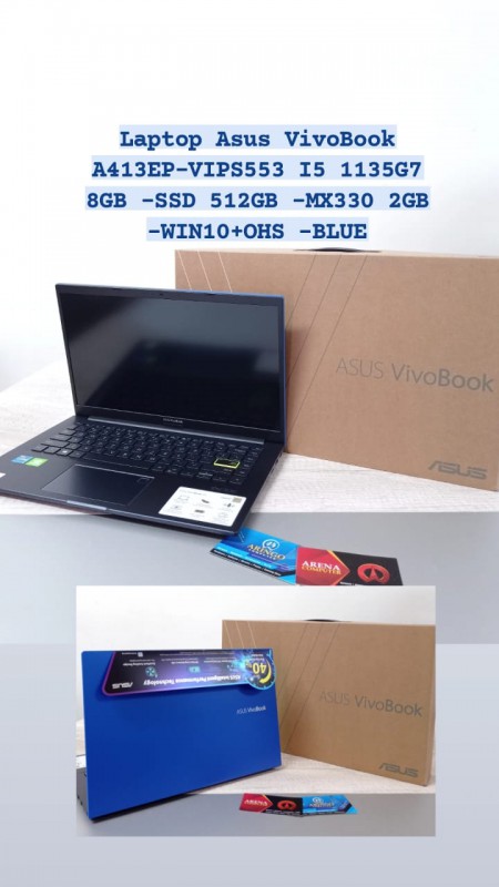 [PPN] Laptop Asus VivoBook A413EP-VIPS553 I5 1135G7 8GB -SSD 512GB -MX330 2GB -WIN10+OHS -BLUE