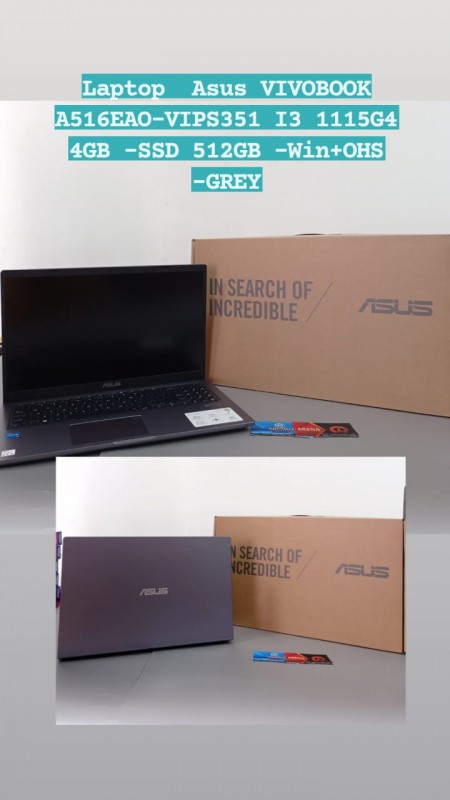 [PPN] Laptop Asus VIVOBOOK A516EAO-VIPS351 I3 1115G4 4GB -SSD 512GB -Win+OHS -GREY
