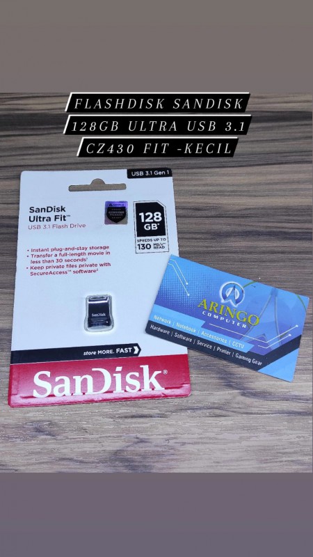 [PPN] Flashdisk Sandisk 128GB ultra USB 3.1 CZ430 Fit -Kecil-