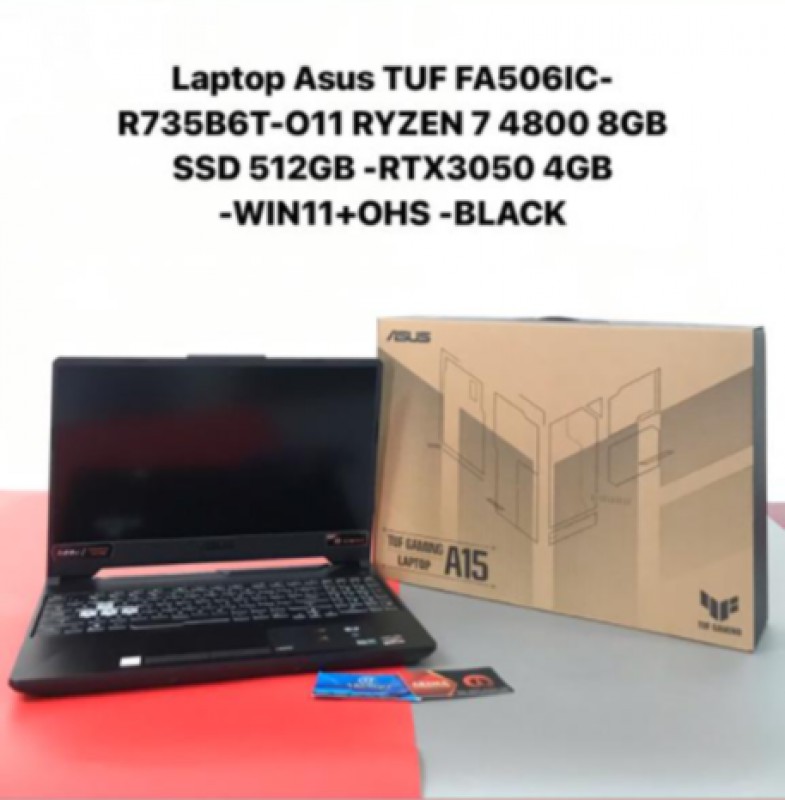 [PPN] Laptop Asus TUF GAMING FA506IC-R735B6T-O11 RYZEN 7 4800 8GB SSD 512GB -RTX3050 4GB -WIN11+OHS -BLACK