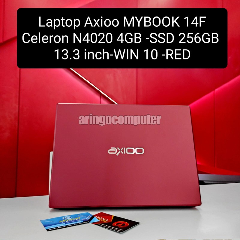 Laptop Axioo MYBOOK 14F Celeron N4020 4GB -SSD 256GB -13.3 inch-WIN10 -RED