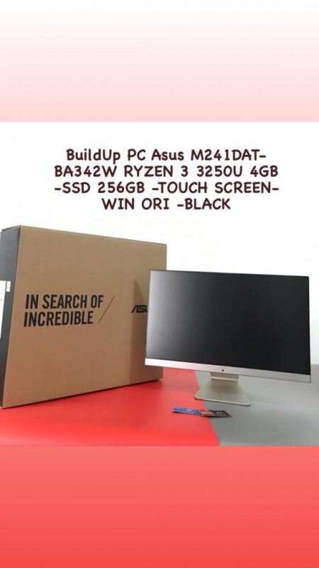 BuildUp PC Asus AIO M241DAT-BA342W RYZEN 3 3250U 4GB -SSD 256GB -TOUCH SCREEN-WIN ORI -BLACK