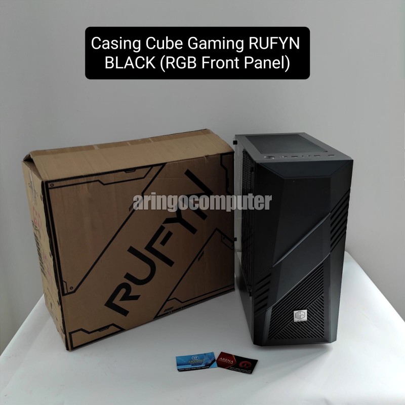 Casing Front Panel ARINGO - Casing Cube GAMING RUFYN BLACK (RGB Front Panel)
