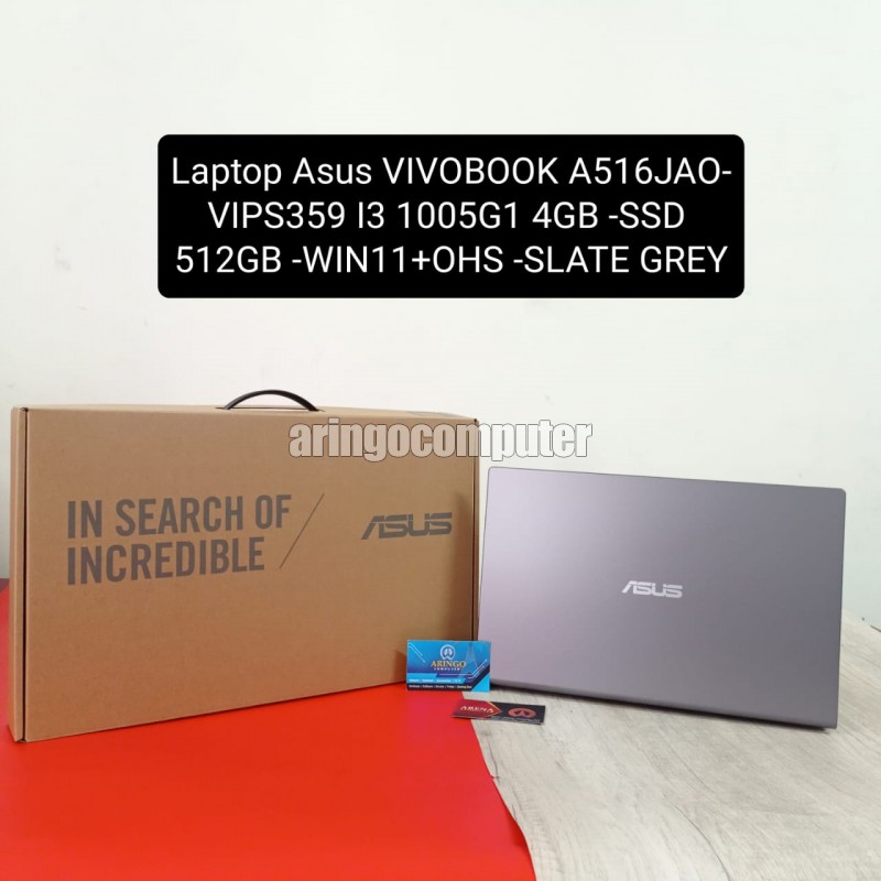 Laptop Asus VIVOBOOK A516JAO-VIPS359 I3 1005G1 4GB -SSD 512GB -WIN11+OHS -SLATE GREY