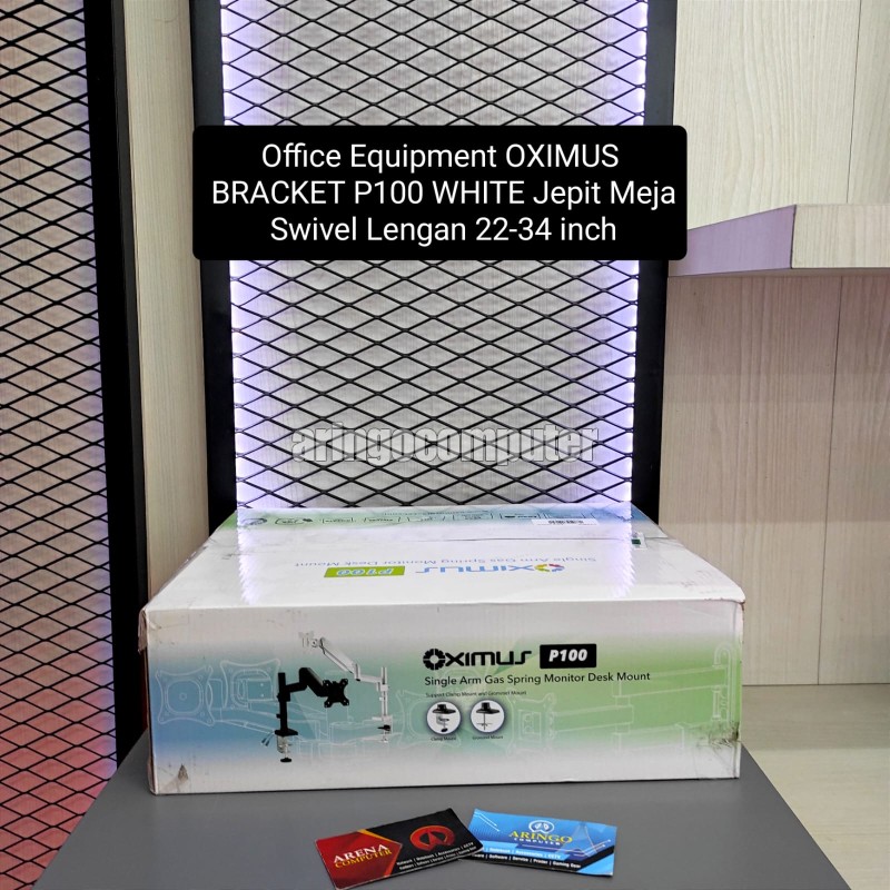 Office Equipment OXIMUS BRACKET P100 WHITE Jepit Meja Swivel Lengan 22-34 inch