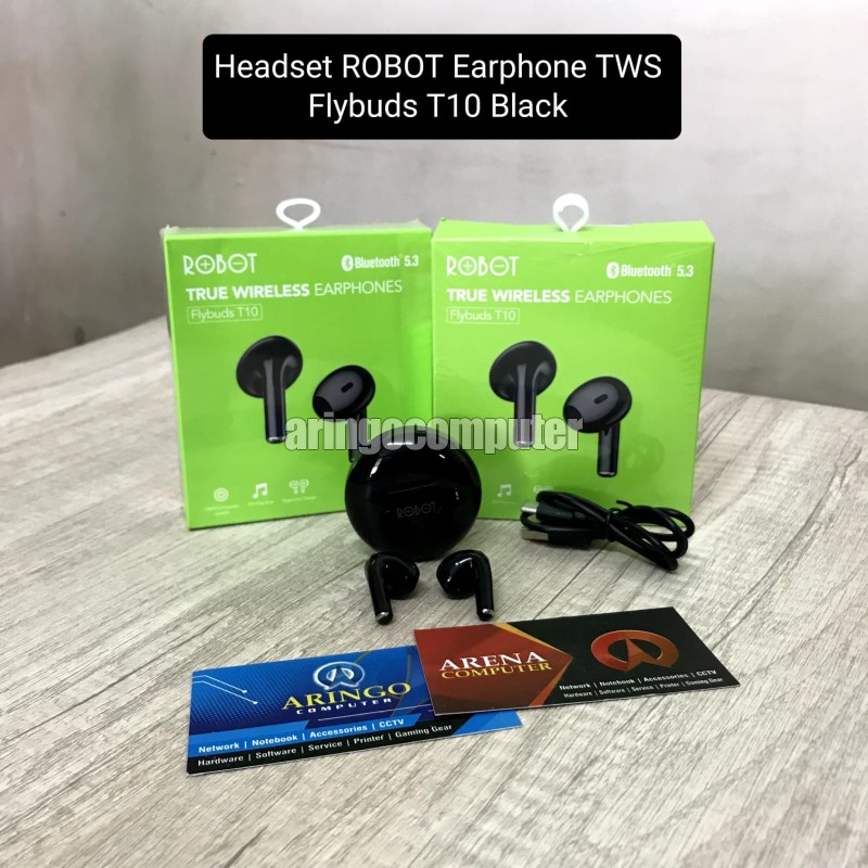 Headset ROBOT Earphone TWS Flybuds T10 Black