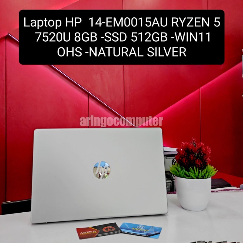 Laptop HP  14-EM0015AU RYZEN 5 7520U 8GB -SSD 512GB -WIN11+OHS -NATURAL SILVER