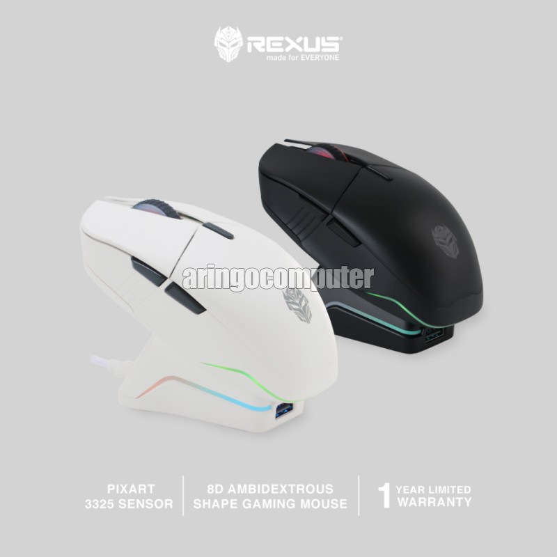 Mouse Rexus WIRELESS SHAGA RX130 - WHITE + DOCKING CHARGER