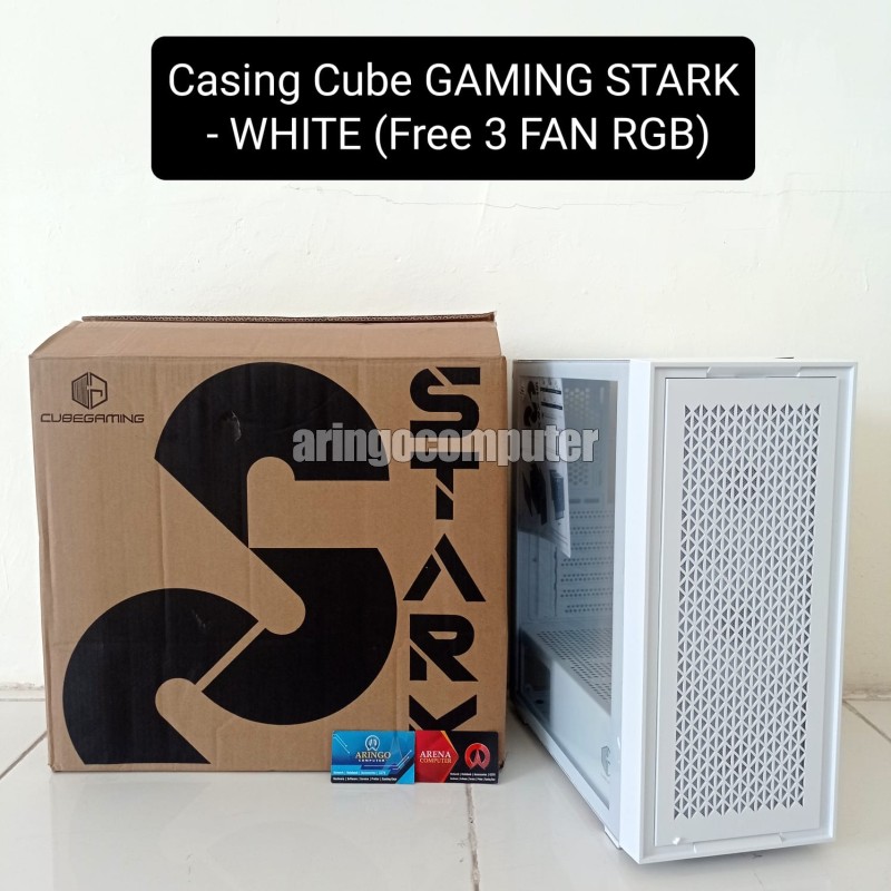 Casing Cube GAMING STARK - WHITE (Free 3 FAN RGB)
