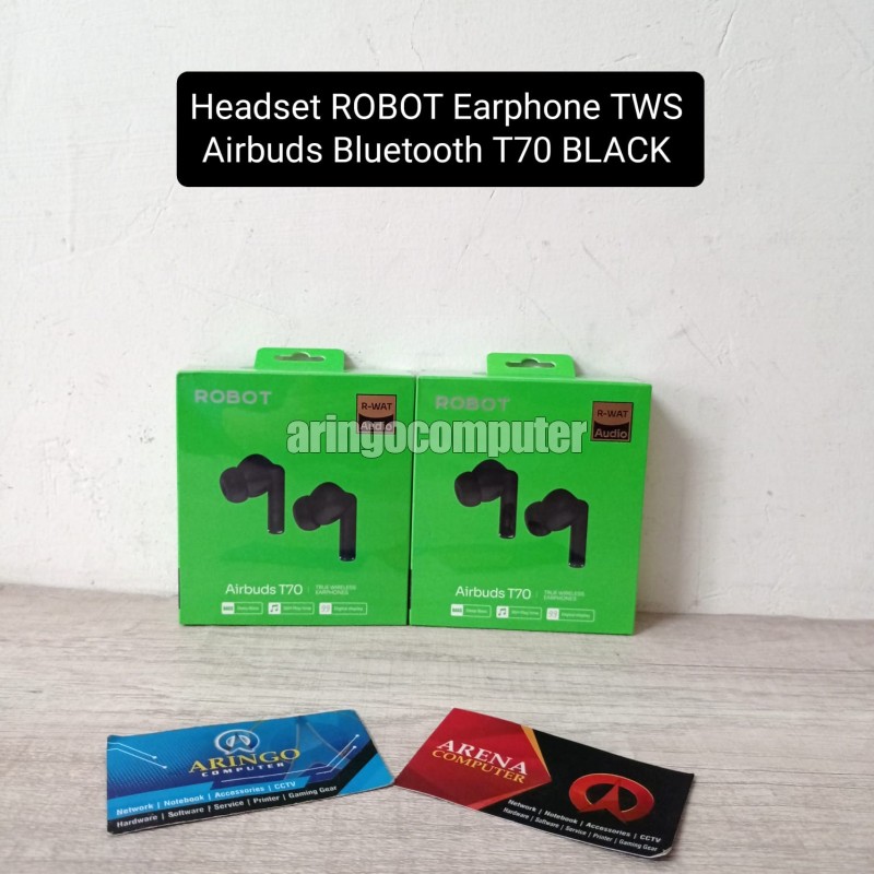 Headset ROBOT Earphone TWS Airbuds Bluetooth T70 BLACK