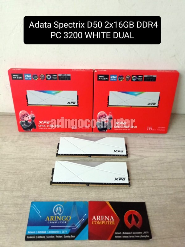 Memory (RAM) Adata DDR4 Spectrix D50 2x16GB 3200Mhz WHITE RGB