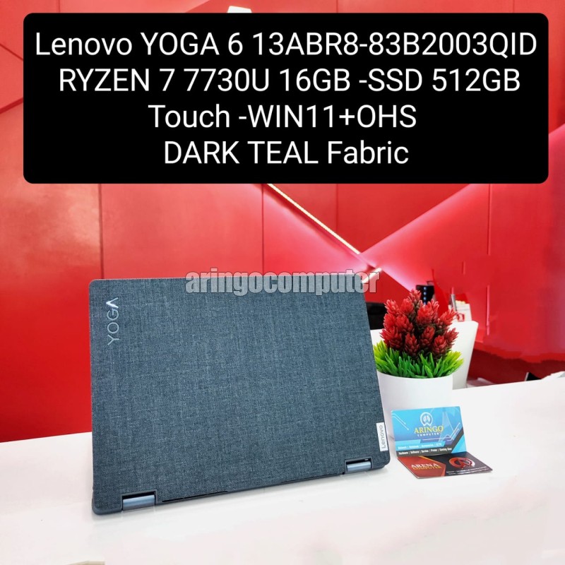 Laptop Lenovo YOGA 6 13ABR8-83B2003QID RYZEN 7 7730U 16GB -SSD 512GB -Touch -WIN11+OHS -DARK TEAL Fabric