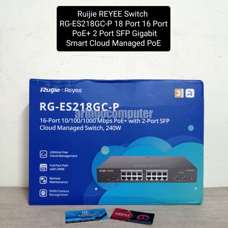 Network (Device) Ruijie REYEE Switch RG-ES218GC-P 18 Port 16 Port PoE+ 2 Port SFP Gigabit Smart Cloud Managed PoE