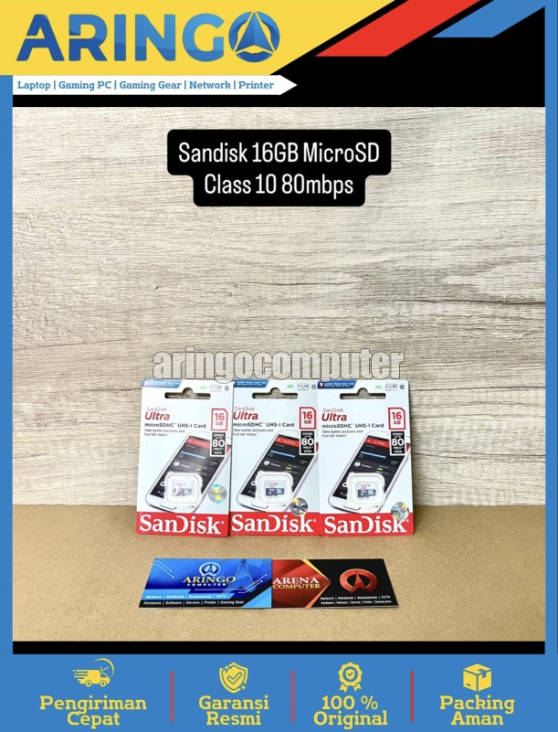 Memory Card (Micro|SD) Sandisk 16GB MicroSD Class 10 80mbps