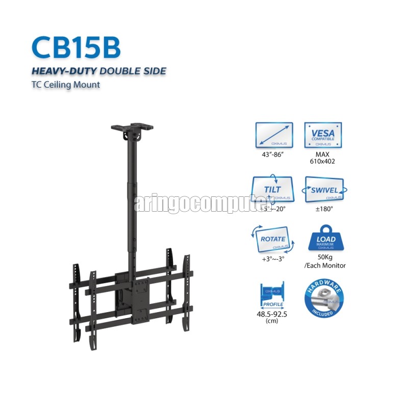 Office Equipment OXIMUS BRACKET TV CEILING CB15B BLACK (43-86in) Max 50Kg