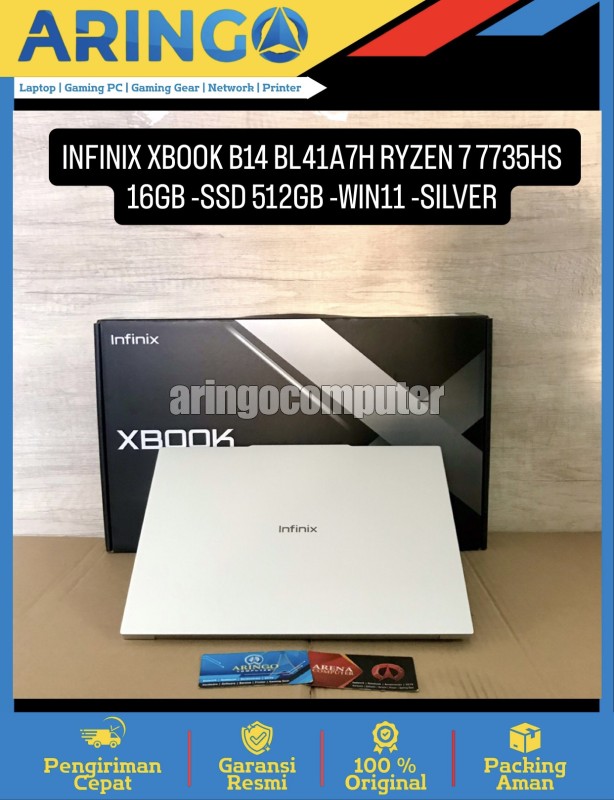 Laptop INFINIX XBOOK B14 BL41A7H RYZEN 7 7735HS 16GB -SSD 512GB -WIN11 -SILVER