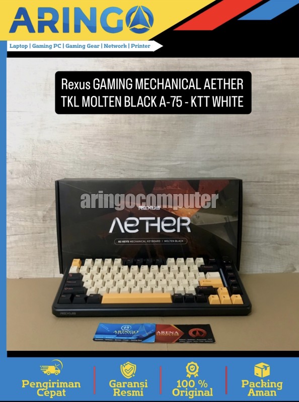 Keyboard Rexus GAMING MECHANICAL AETHER TKL MOLTEN BLACK A-75 - KTT WHITE