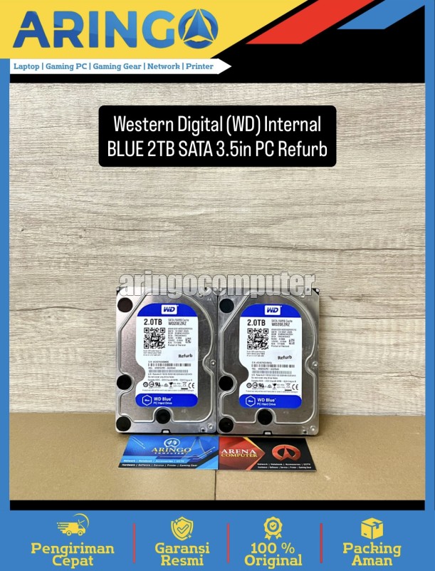 Harddisk Western Digital (WD) Internal BLUE 2TB SATA 3.5in PC Refurb
