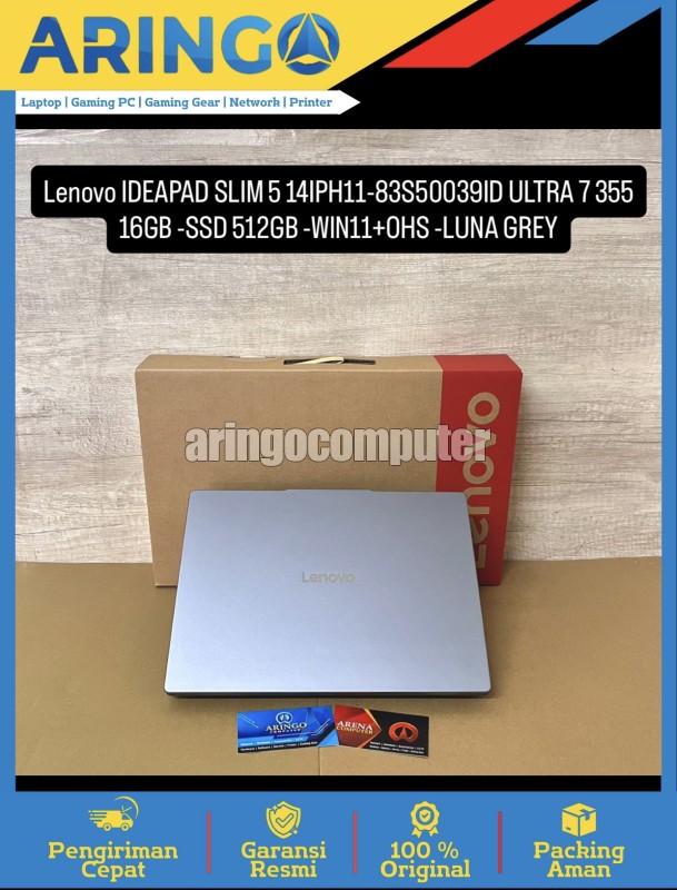 Laptop Lenovo IDEAPAD SLIM 5 14IPH11-83S50039ID ULTRA 7 355 16GB -SSD 512GB -WIN11+OHS -LUNA GREY