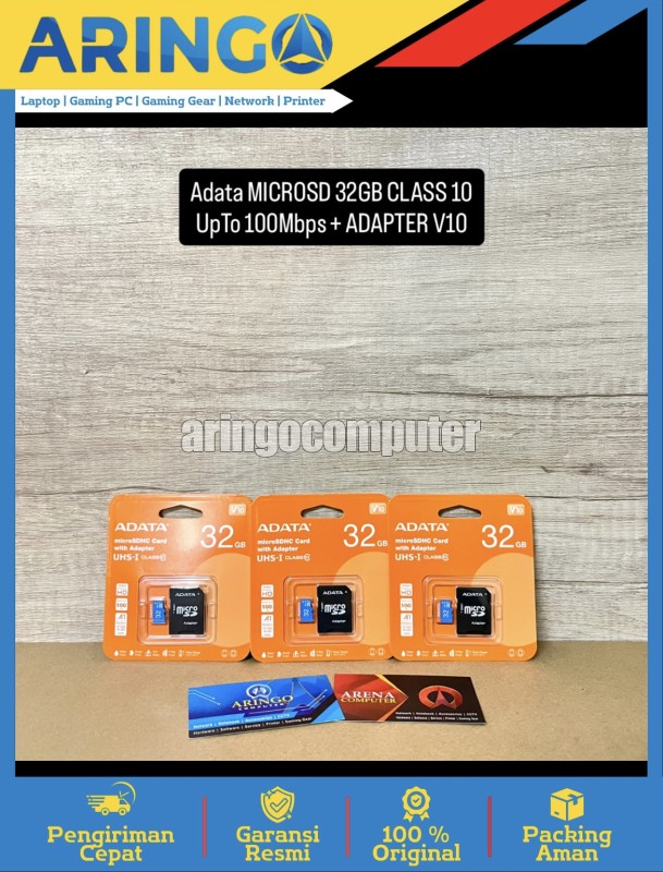 Memory Card (Micro|SD) Adata MICROSD 32GB CLASS 10 UpTo 100Mbps + ADAPTER V10